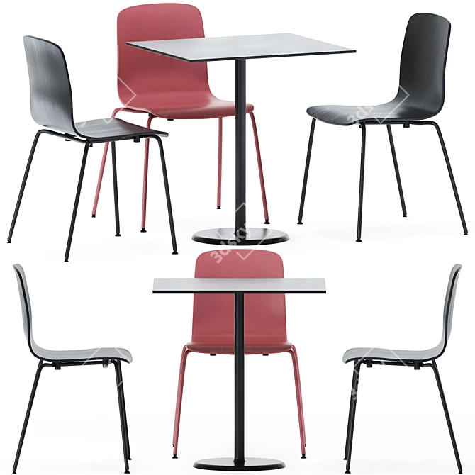 Sleek Alfiere Table with De Vorm Stack Chair 3D model image 1