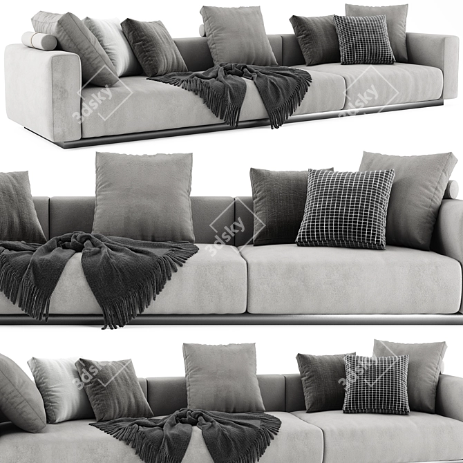 Flexform Lario 3-Seater Luxury Sofa 3D model image 3