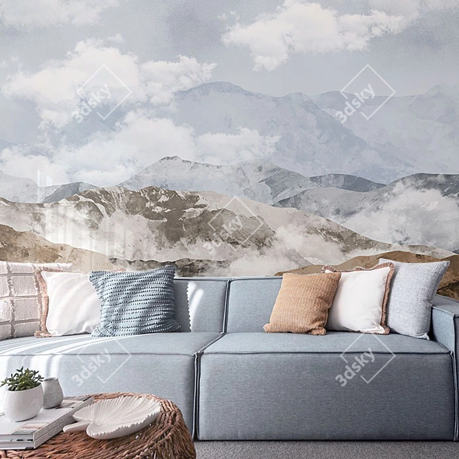 Cloudy Mountains Eco Wallpapers 3D model image 3