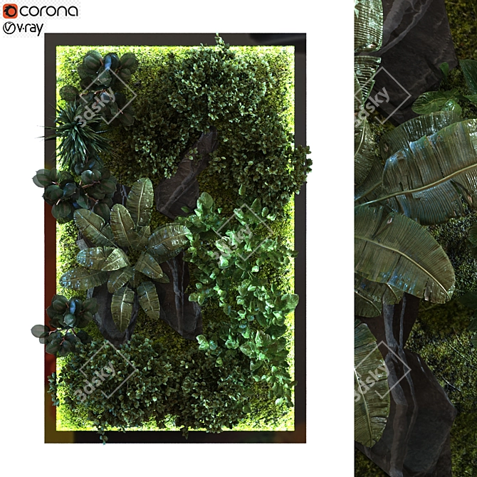 Green Oasis Wall Set 3D model image 1