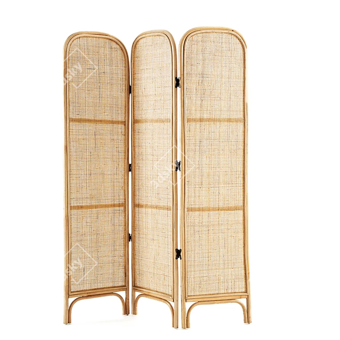 Title: Vintage Charm Rattan Screen 3D model image 3