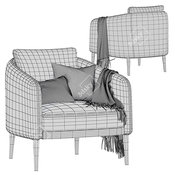 Modern Barrel Armchair - Stylish, Comfortable 3D model image 7