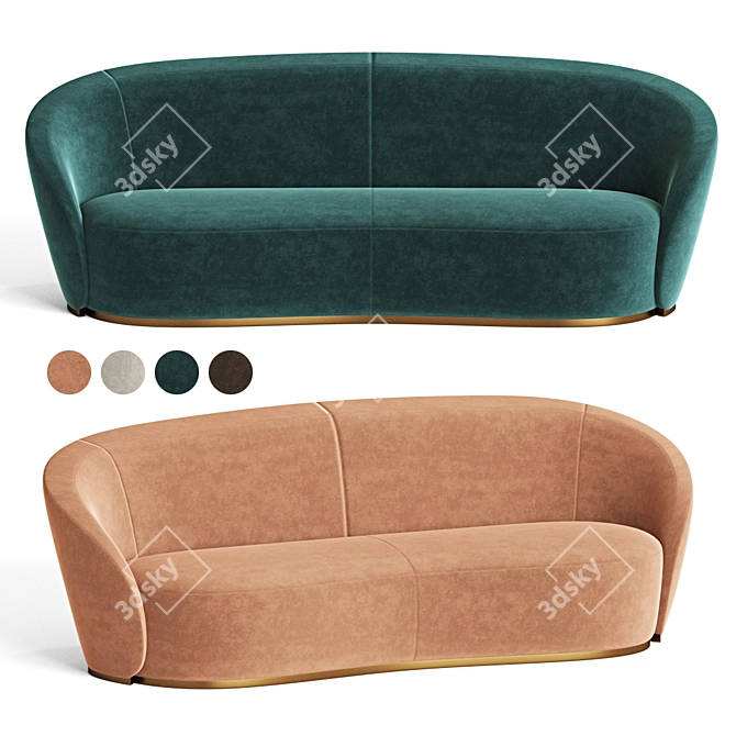 Sleek Curved Modern Sofa 3D model image 1