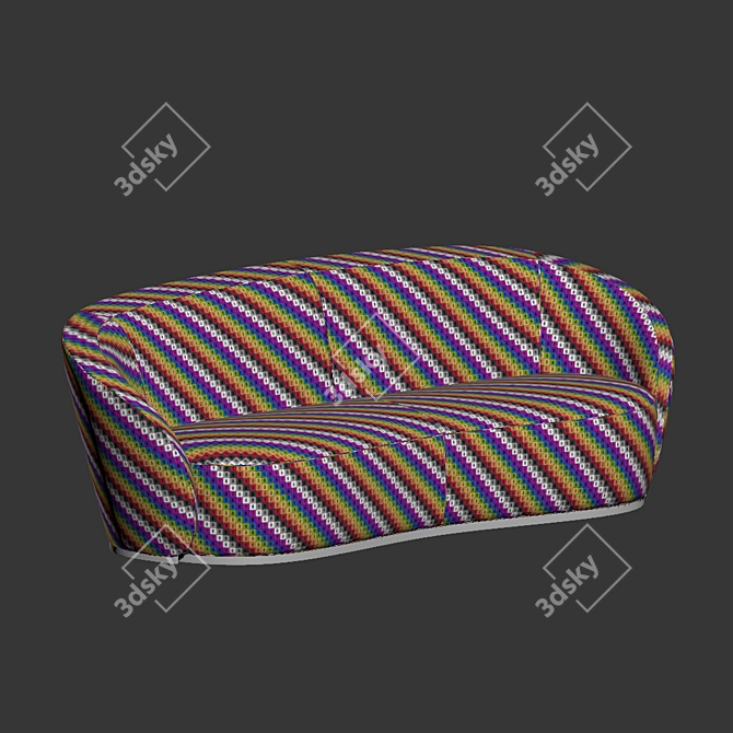 Sleek Curved Modern Sofa 3D model image 4