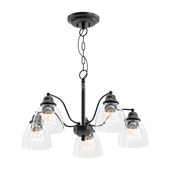 Elegant 5-Light Black Chandelier: Livex Lighting 3D model image 1