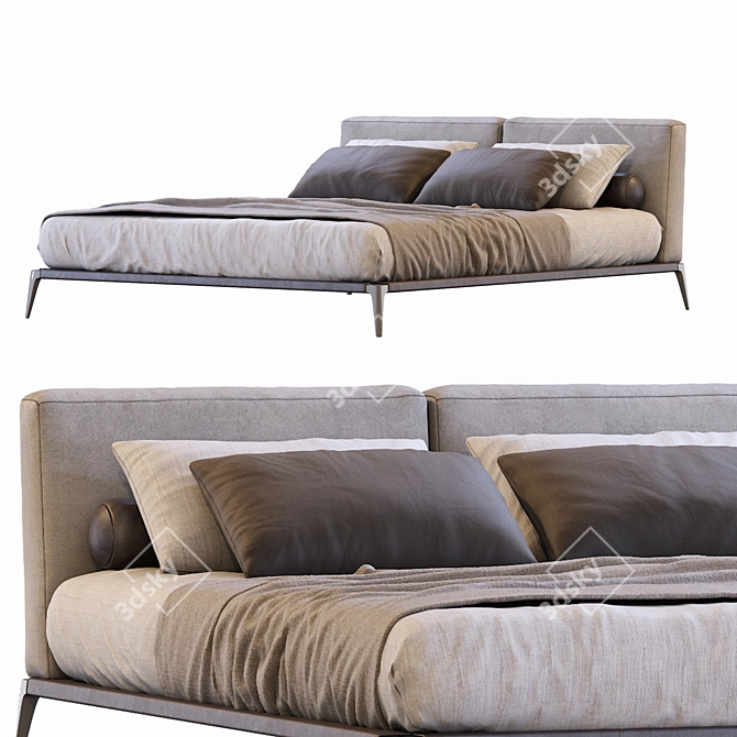 Poliform Park Uno Bed: Sleek, Modern Design 3D model image 2