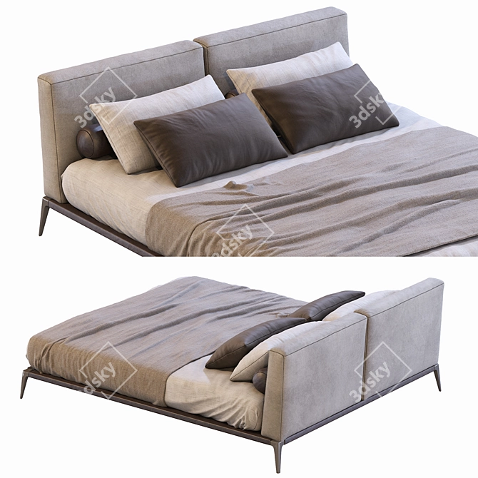 Poliform Park Uno Bed: Sleek, Modern Design 3D model image 3