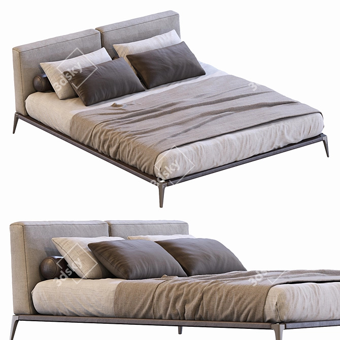Poliform Park Uno Bed: Sleek, Modern Design 3D model image 4
