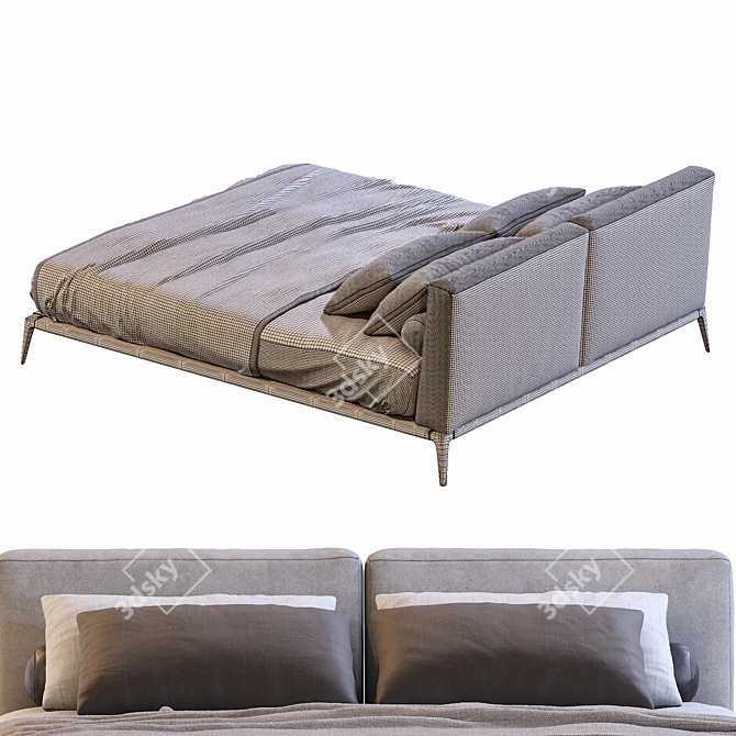 Poliform Park Uno Bed: Sleek, Modern Design 3D model image 5