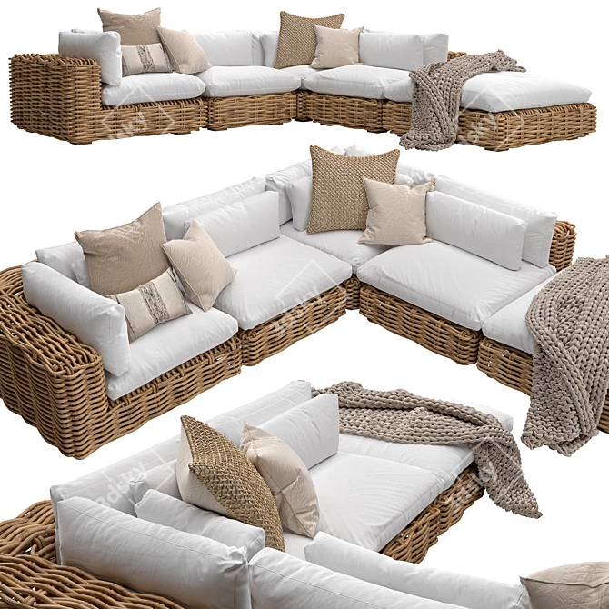 Modular Zulu Sofa: Versatile and Stylish 3D model image 1