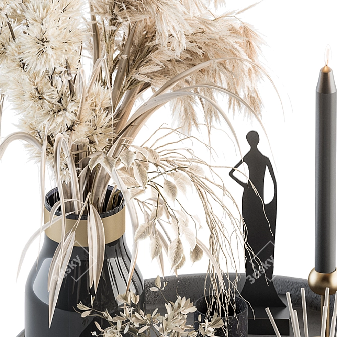 Elegant Tray with Bouquet Set 3D model image 3