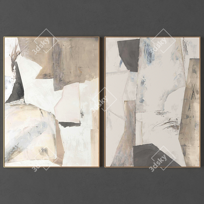 Modern Art Frames: Set of 2 3D model image 1