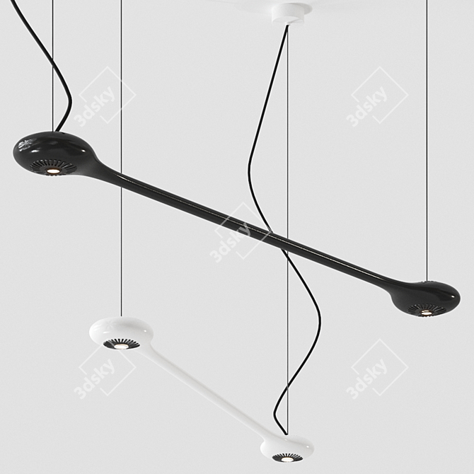 Sleek Carbon Pendant Light 3D model image 1