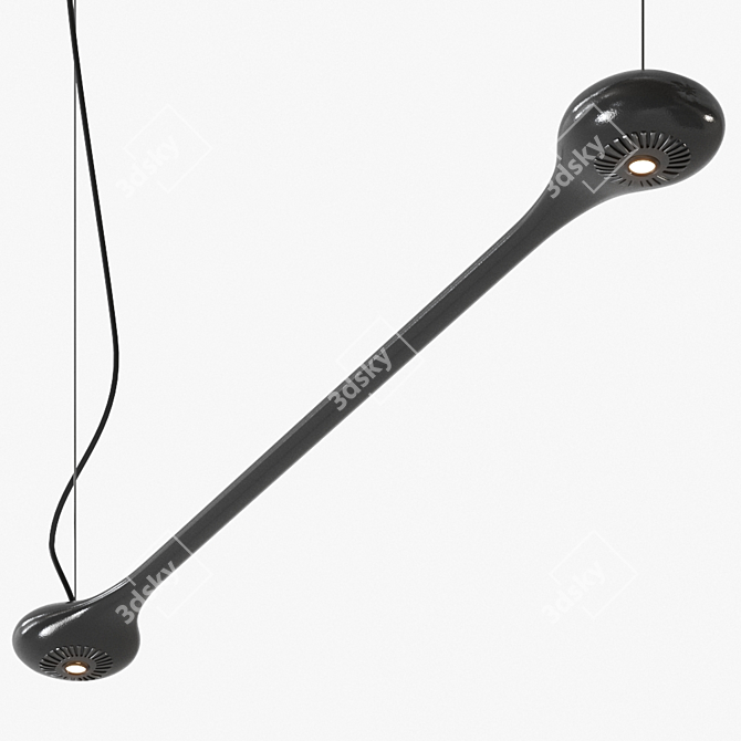 Sleek Carbon Pendant Light 3D model image 2