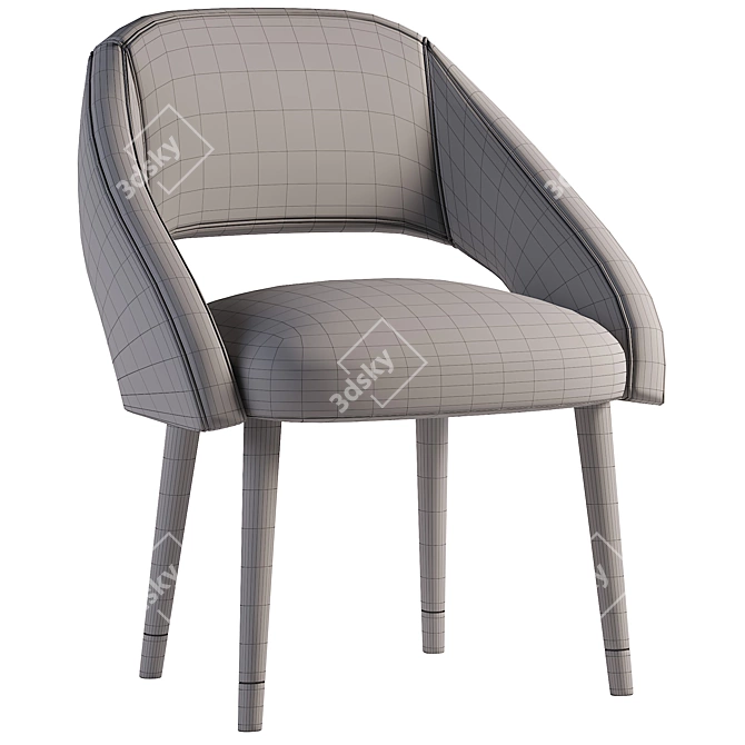 Modern Wood and Metal Dining Chair 3D model image 5