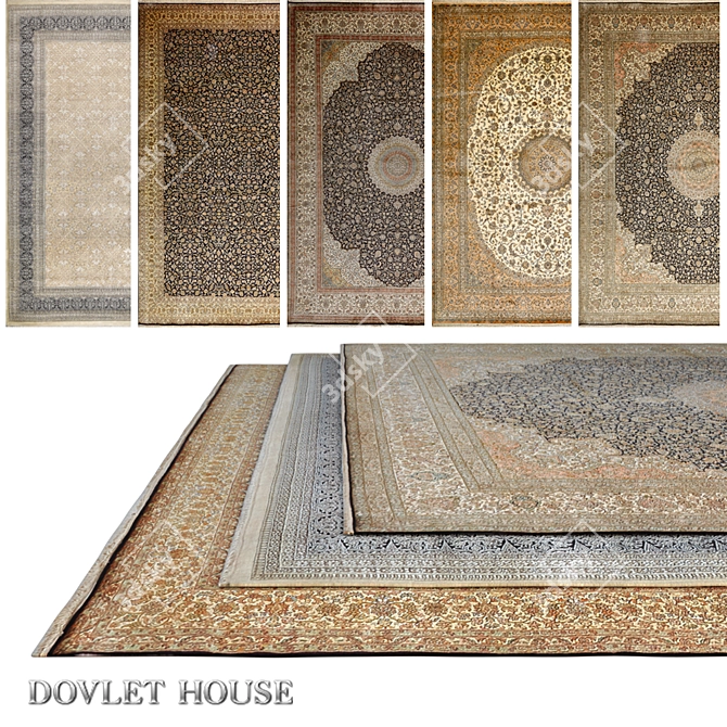 DOVLET HOUSE 5-Piece Silk Carpets (Part 714) 3D model image 1