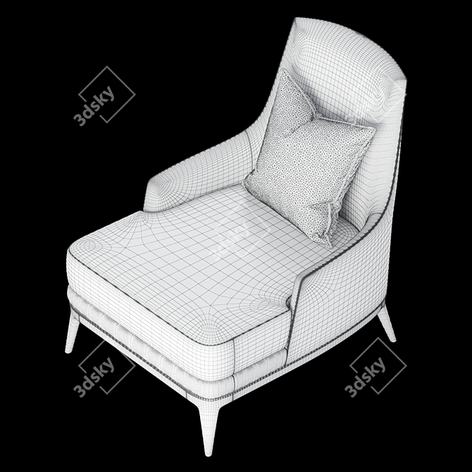 Elegant Redd Armchair in Oak & Brass 3D model image 6