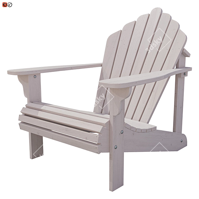 Rustic Wood Garden Chair 3D model image 1