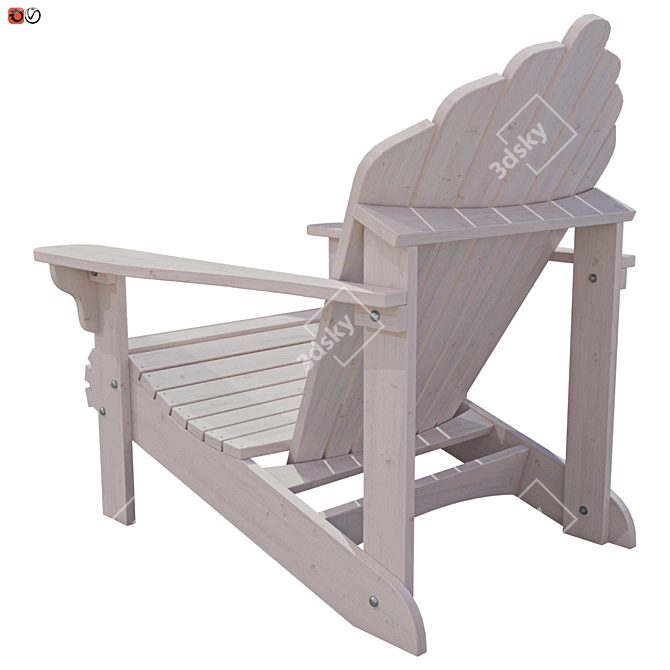 Rustic Wood Garden Chair 3D model image 2