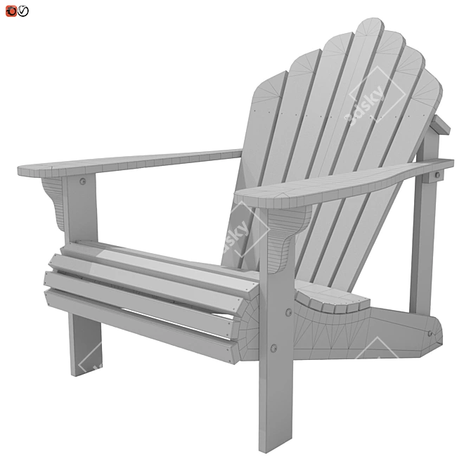 Rustic Wood Garden Chair 3D model image 3