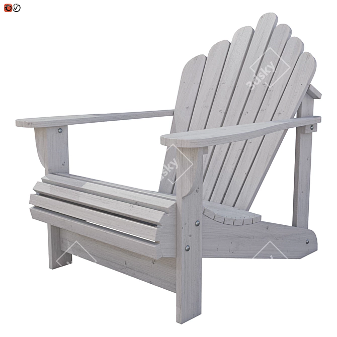 Rustic Wooden Garden Seat 3D model image 1