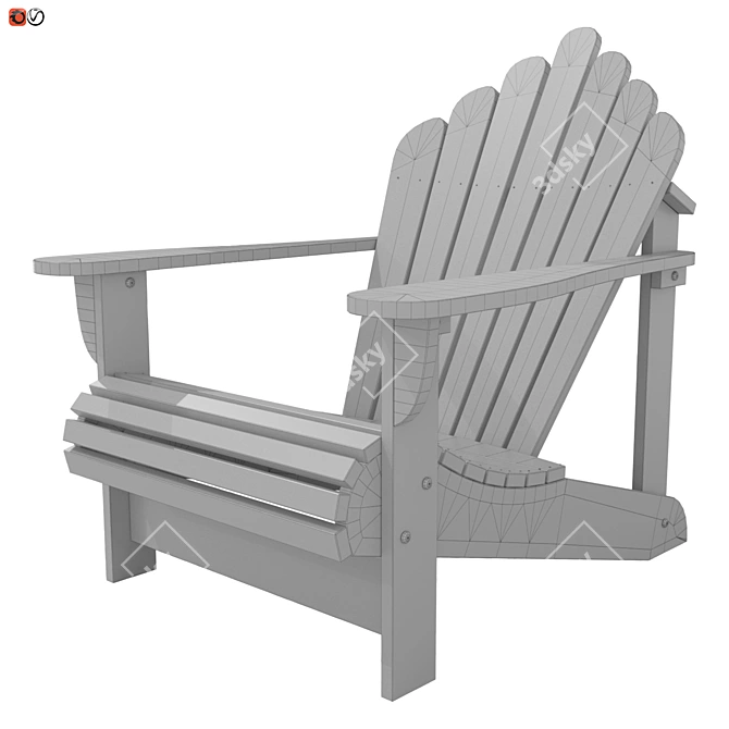 Rustic Wooden Garden Seat 3D model image 3