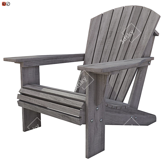 Rustic Wood Garden Chair 3D model image 1