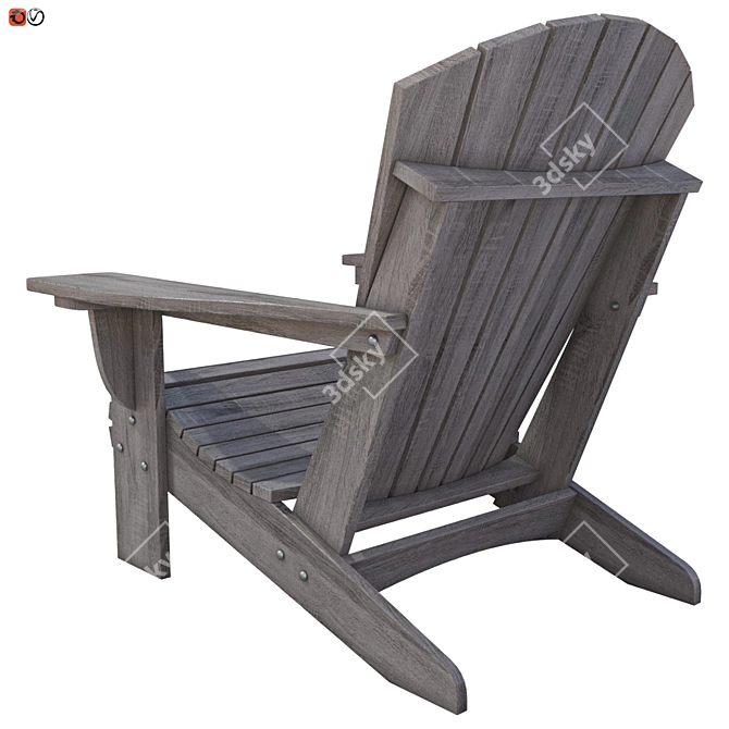 Rustic Wood Garden Chair 3D model image 2