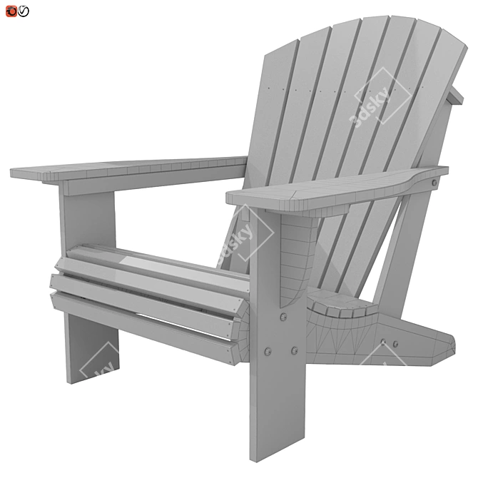 Rustic Wood Garden Chair 3D model image 3