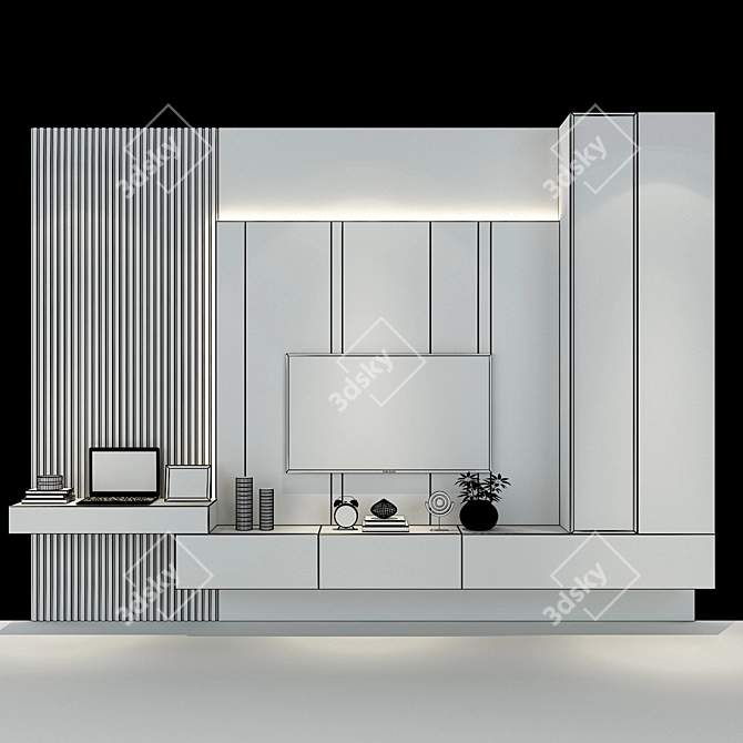 Sleek TV Wall Unit Set 3D model image 2