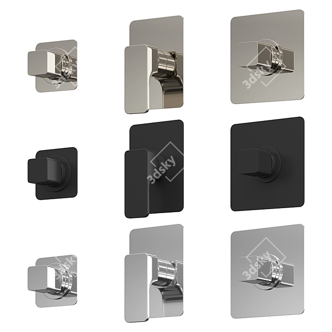 Title: Cisal Cubic Wall Mounted Faucet Set 3D model image 2