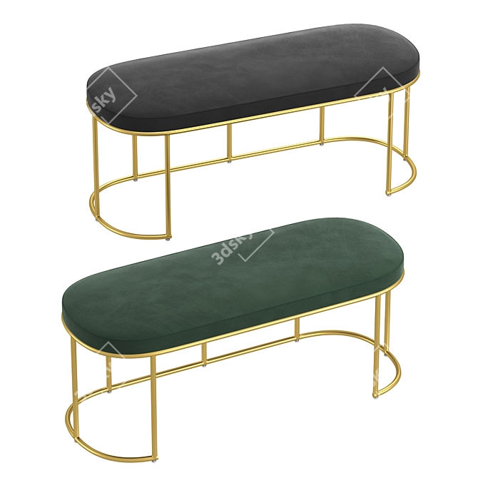 Velvet Gold Bench: Luxurious and Stylish 3D model image 1