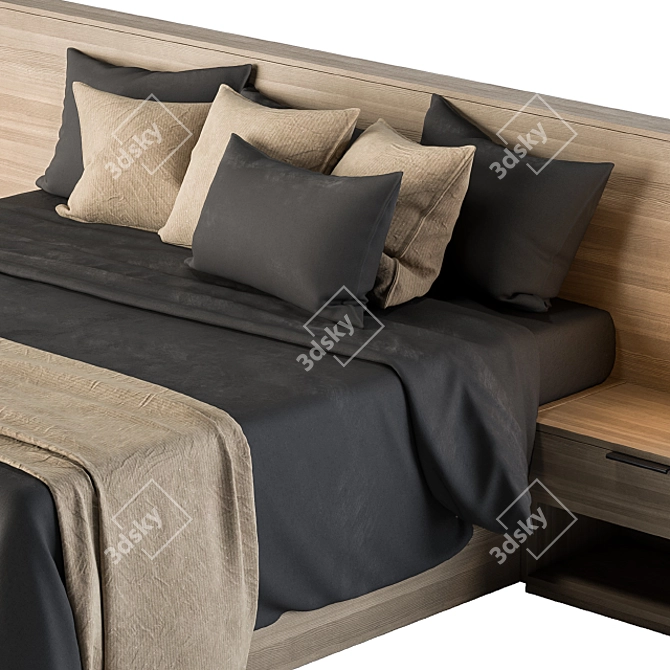 Elegant Black and Brown Bed Set 3D model image 4