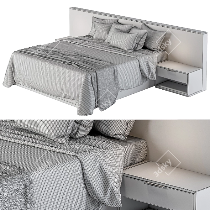 Elegant Black and Brown Bed Set 3D model image 5