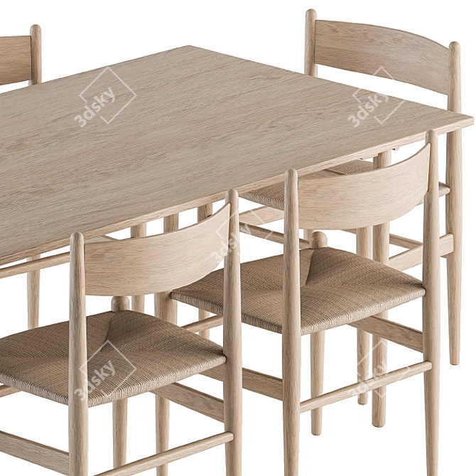 Rustic Wood Dining Set 22 3D model image 3