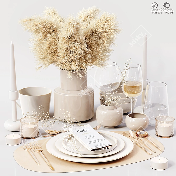 Elegant Table Setting: High Quality 3D model image 1