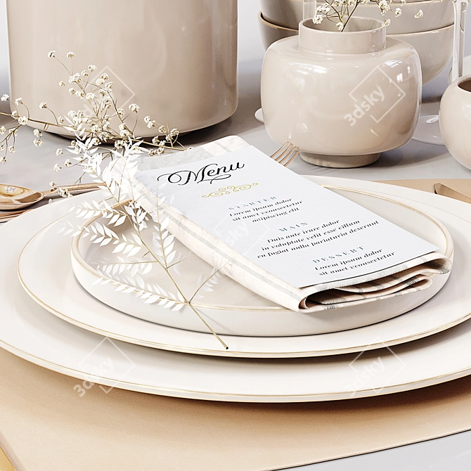 Elegant Table Setting: High Quality 3D model image 2