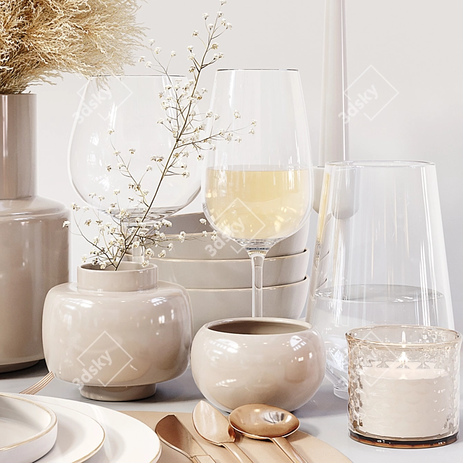 Elegant Table Setting: High Quality 3D model image 3