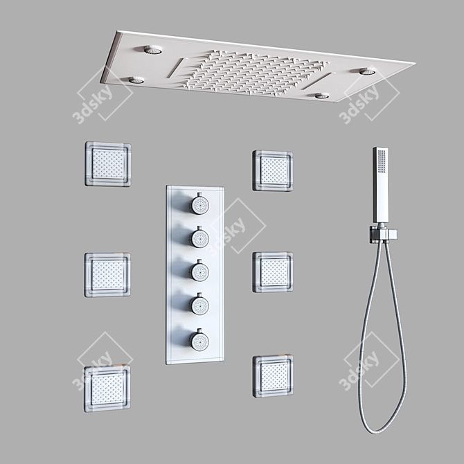  Sleek Shower System with Advanced Features 3D model image 2