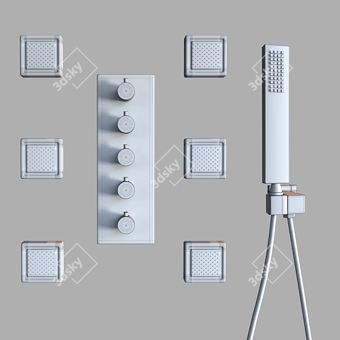  Sleek Shower System with Advanced Features 3D model image 3