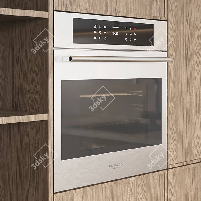 Modern Kitchen Set - Gas Hob, Oven, Sink & Hood 3D model image 4