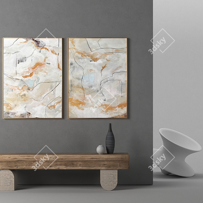 Modern Collection of 2 Frames 3D model image 2