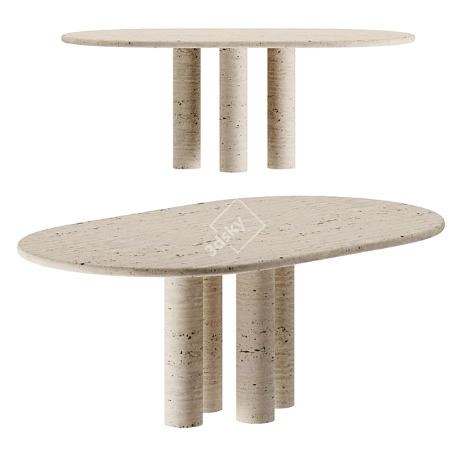 Italian Design: Mario Bellini Oval II Colonnato Table 3D model image 1