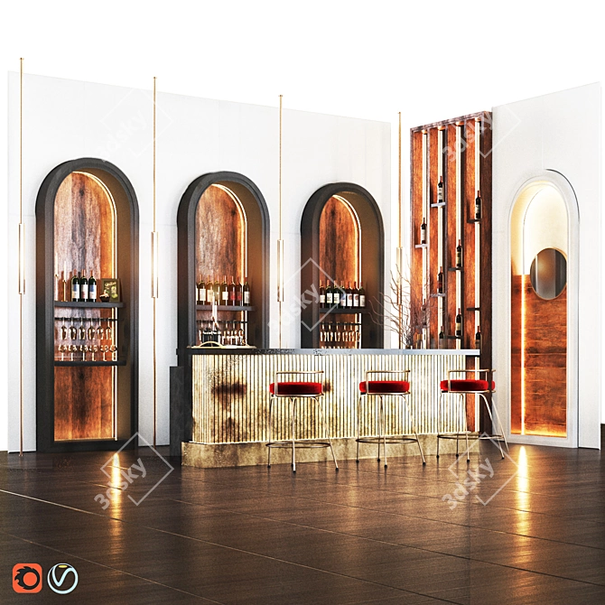 Elegant Cafe Interior 2015 3D model image 6