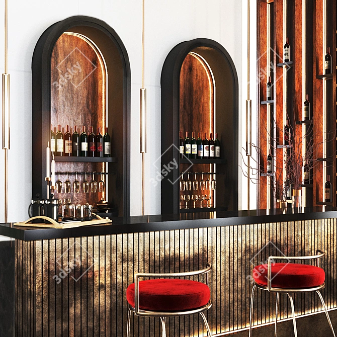 Elegant Cafe Interior 2015 3D model image 2