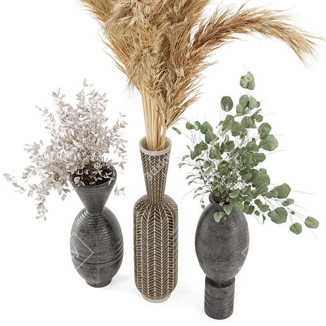 Pampas Plantset in Handmade Vase 3D model image 2