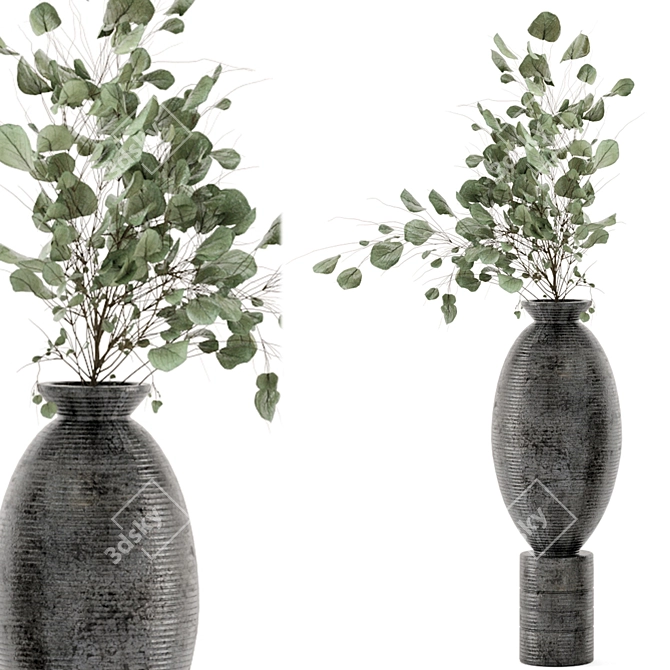 Pampas Plantset in Handmade Vase 3D model image 5