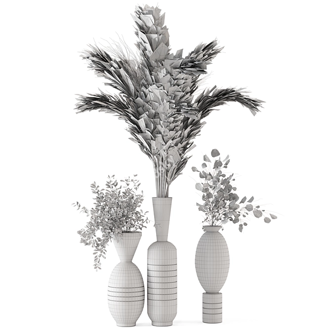 Pampas Plantset in Handmade Vase 3D model image 7