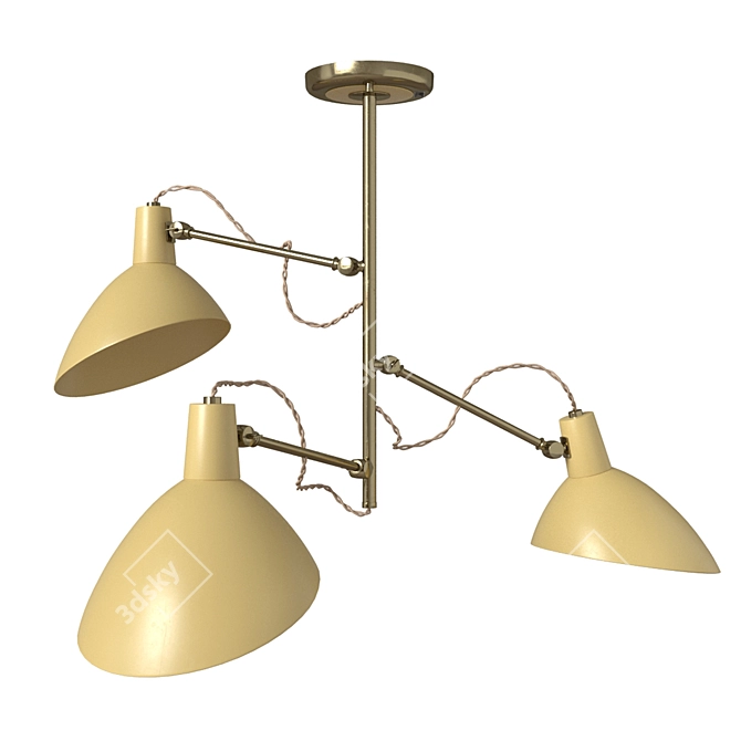 Retro Mustard Tiffany Chandelier 3D model image 2