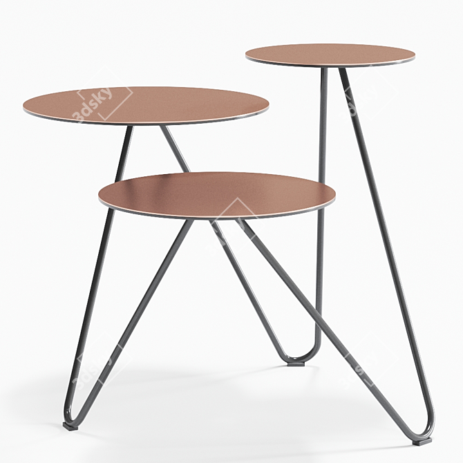 Apelle Trio: Lacquered Steel Coffee Table 3D model image 2